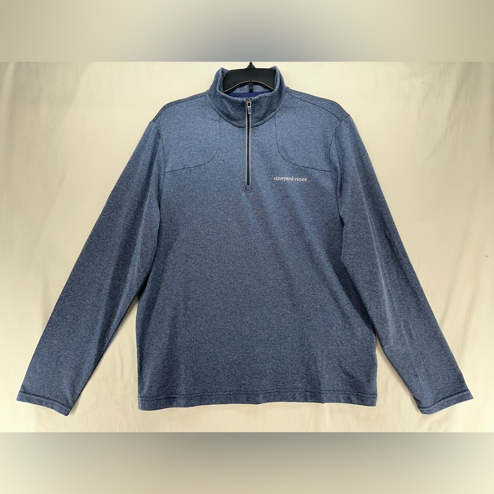 Vineyard Vines Performance 1/4 Zip Blue Long‎ Sleeve Wicking Shirt Mens Medium